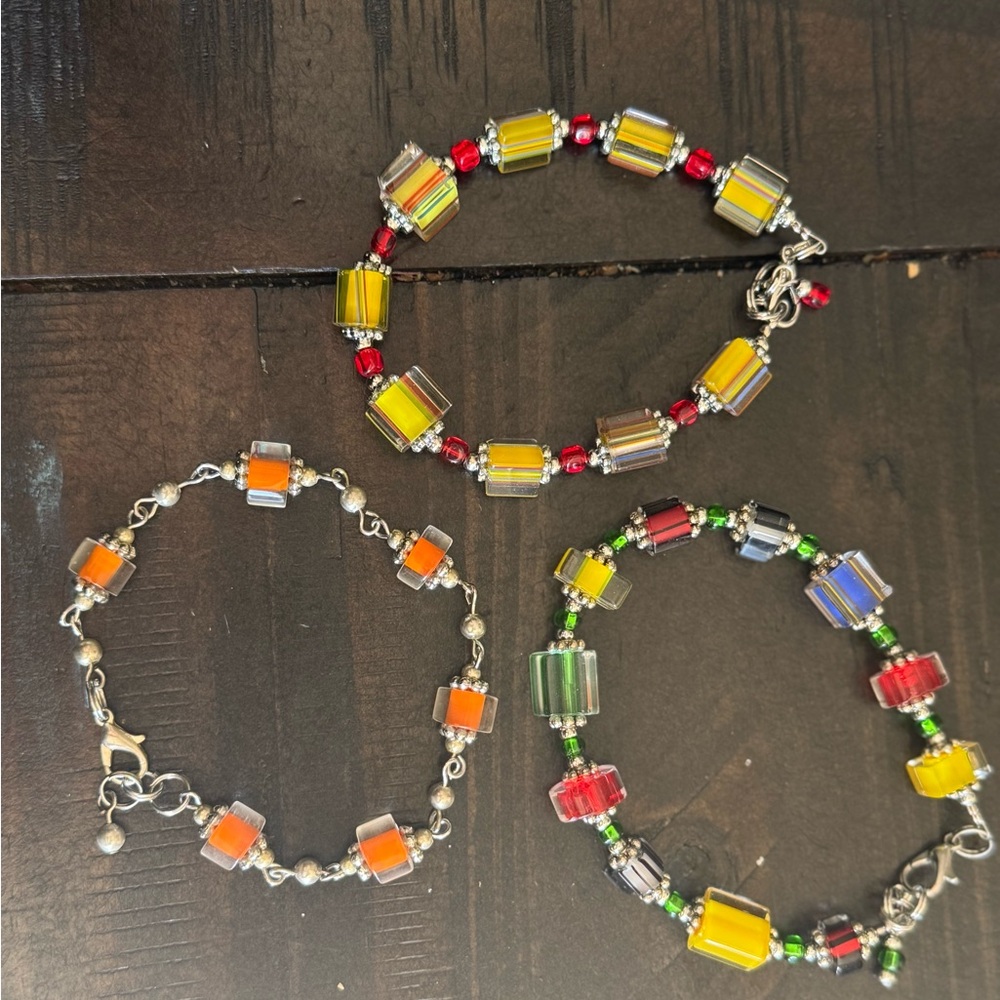 Vibrant Glass Bead Bracelet Trio